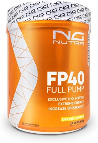 NG Nutra FP40 Full Pump, PreWorkout, Maximum Nitric Oxide Production, Hydration, Endurance and Energy, Sucralose Sweetened Orange Mango