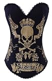 Wingeler Womens Skull Print Rock N Roll Fashion Boned Corset Top-A150