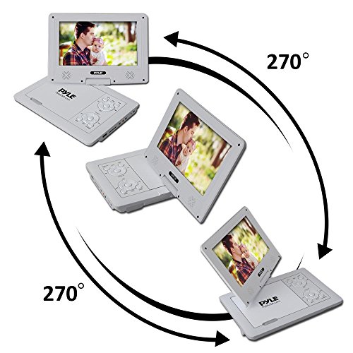 Upgraded-2017-Pyle-9-Portable-Travel-DVD-Player-Use-as-Car-CD-DVD-Player-Rechargeable-Battery-USBSD-Headphone-Jack-Includes-Remote-Control-Car-Charger-Travel-Bag-White-PDV91WT