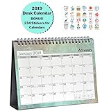 Cranbury Small Desk Calendar 2019 Monthly: Flip Desktop Counter Top Calendars with Bonus Planner Stickers for Family and Office, 8'x6' (Colorful), Sturdy, USE Now Through December 2019