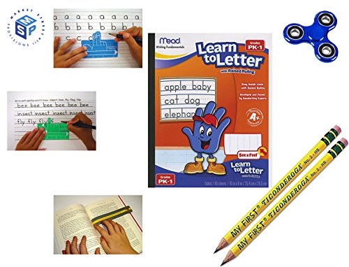 Young Scholars Handwriting Helper Primary Writing Bundle (6 items: Mead Writing Tablet, 1 & 2 Finger spacers, 2 My First Pencils, Reading Guide Highlight Strip + 1 BONUS Item)