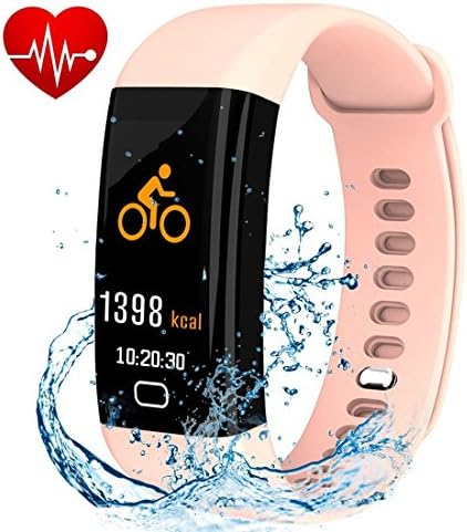 Letuboner Fitness Tracker with Heart Rate Monitor,Color Screen Activity Tracker,IP68 Waterproof Smart Wristband Pedometer (pink)