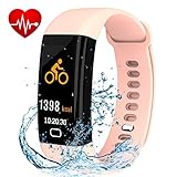 Letuboner Fitness Tracker with Heart Rate Monitor,Color Screen Activity Tracker,IP68 Waterproof Smart Wristband Pedometer (pink)