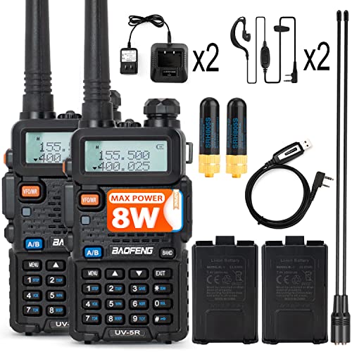 BaoFeng Radio UV5R 8W 2Pack Handheld Ham Radios (VHF & UHF) with High