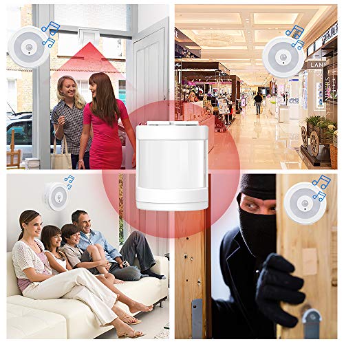 PIR Motion Sensor Alarm, YIROKA Wireless Home Security Driveway Alarm, Motion Detector Alert Kit, Working Range 150M/500FT, Indoor Receiver with Night Light 58 Chimes 4 Volume Levels