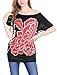 Allegra K Women Loose Fit Short Batwing Sleeve Flower Pattern Tunic Shirt L Red