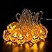 Jhua 20-LED Orange Pumpkin Lights 80inches 3D Pumpkin LED String Light Powered by Battery LED Fairy String Lights for Halloween Christmas Festival Decoration Lanterns Lights String