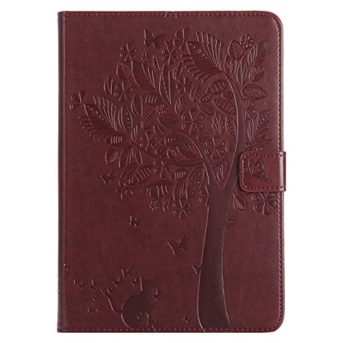 iPad Mini 2 Mini 3 Case, LittleMax(TM) Lightweight PU Leather Flip Stand Embossed Cat & Tree Case Smart Cover with Auto Wake/Sleep for Apple iPad Mini 3/2/1 [One Free Stylus Pen]-#2 Coffee - Thumbnail 2