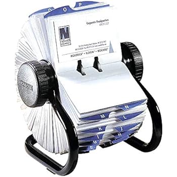 Rolodex Open Rotary Business Card File with 200 2-5/8 by 4 inch Card Sleeve and 24 Guide, 400-Card Cap, Black (67236)