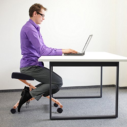 Giantex Knee Chair Ergonomic Office Kneeling, Adjustable Relieving Back and Neck Pain Thick Comfortable Cushion Stool,Home Office Desk Kneeling Chairs (Wood)