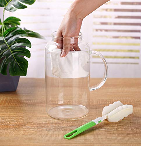 SmartHom 75 Ounces Glass Pitcher, Drip-Free Water Pitcher With Tight Lid and Pretty Brush