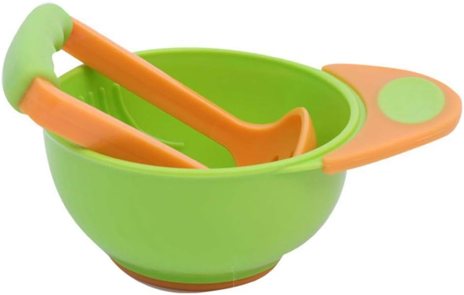 Difcuy Baby Infant Child Toddler Newborn Products, Maternal Baby Supplies，2Pcs/Set Manual Baby Food Fruit Masher Bowl Grinder Grinding Rod Feeding Tools - Orange Green