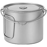 Lixada 1100ml/2800ml Titanium Pot Ultralight Portable Hanging Pot with Lid and Foldable Handle Outdoor Camping Hiking Backpacking