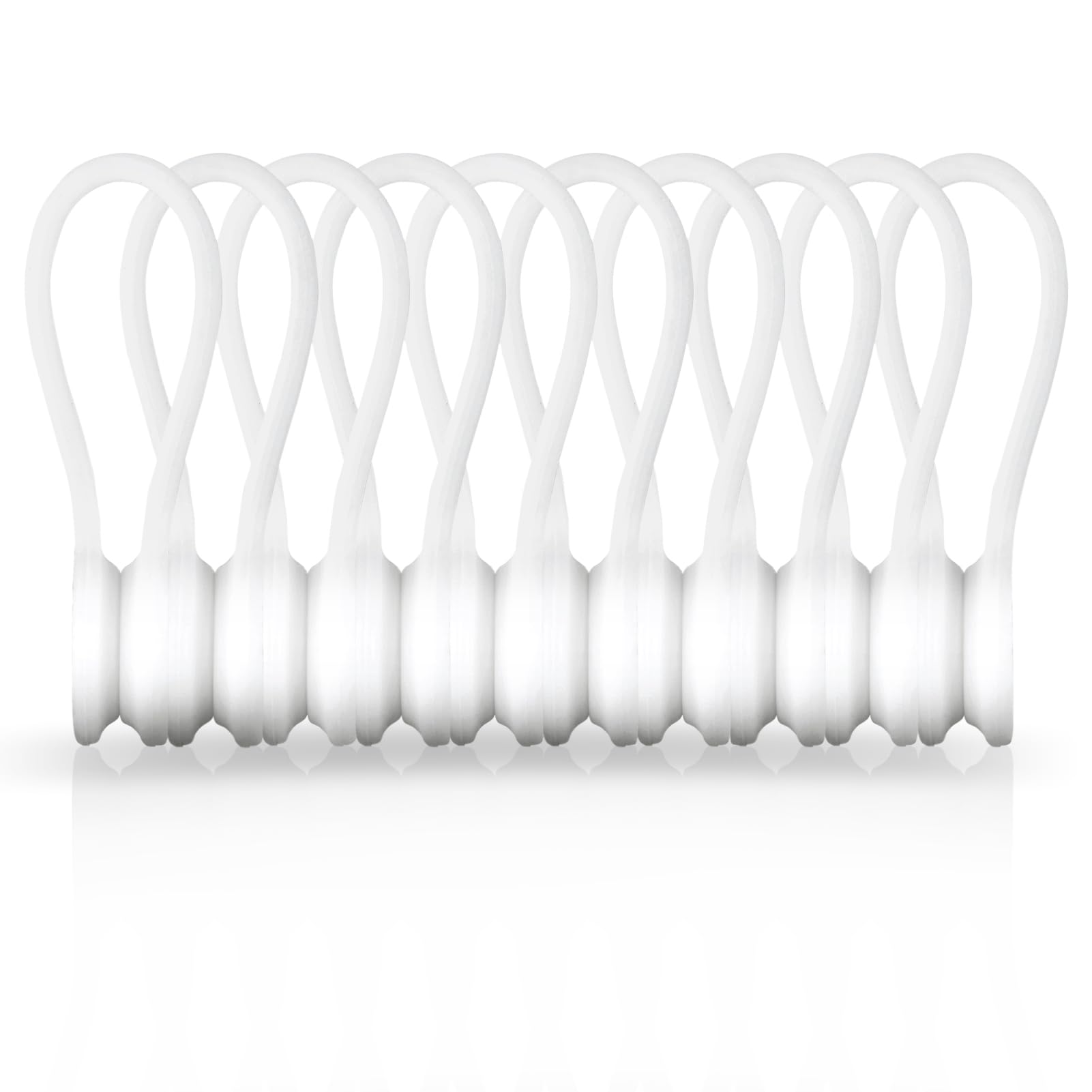 Xrkuu Magnetic Cable Ties 10 Pack, White Reusable Silicone Cable Organisers, Magnetic Cable Clips for Wires, Earphone Cords and Charger Cables