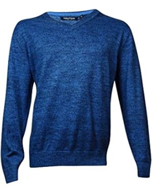Mens Snow Cotton Marled V-Neck Sweater