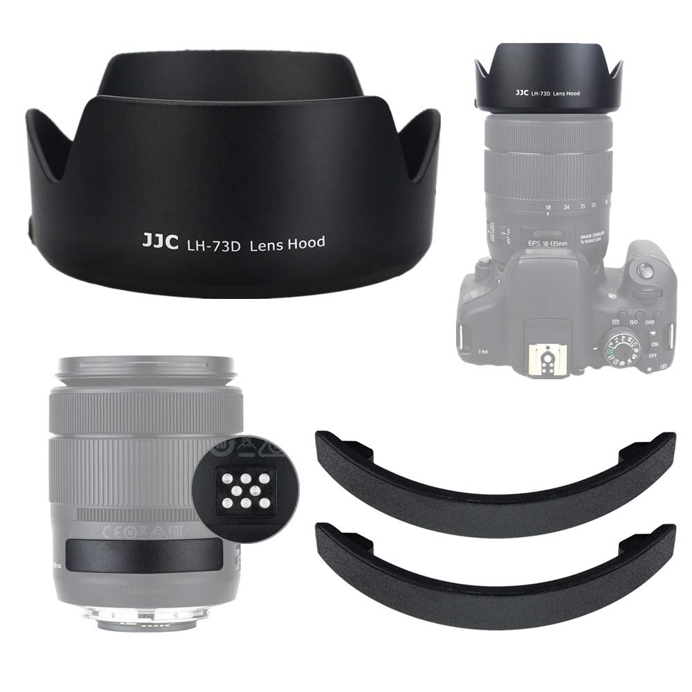 JJC Bayonet Lens Hood with Electronic Contacts Protective Cover Cap for Canon EF-S 18-135mm f/3.5-5.6 IS USM Lens Replaces Canon EW-73D