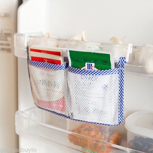 Refrigerator Food Storage Pocket Organizer Mesh Bag Hanging Pouch