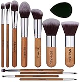 BS-MALL(TM) Premium Synthetic Bamboo Blush Foundation Eyeshadow Eyeliner Bronzer Makeup Brushes Sets Plus 1 Piece Makeup Sponges