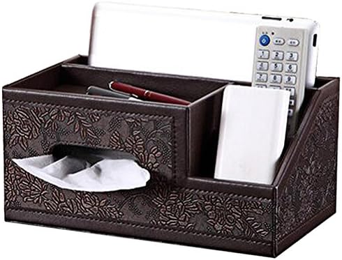 Sixsop Leather Tissue Box, TV Remote Control Holder Organizer, Controller TV Guide, Mail, CD Organizer, Office, Pens, Pencils, Makeup Brushes, Nightstand, Holder (005)