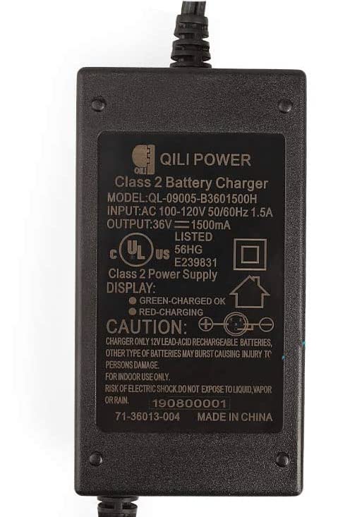 36V 1.5A Battery Charger for Razor MX500 - Premium 36V 1500mA Scooter Quick Charger (3-Pin XLR Connector) for Razor Crazy Cart XL, MX650, Currie, Schwinn S1000, S600, Ezip E1000, X-600 - W15128190014