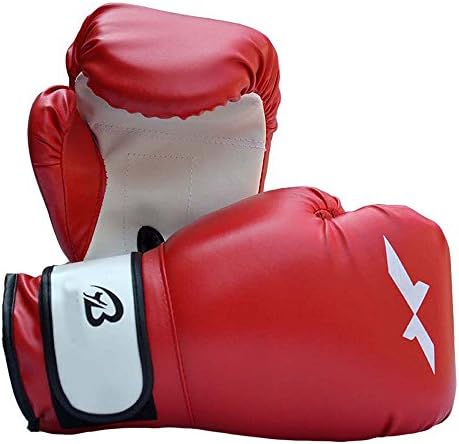 XH 1pair Sports Fighting Golves Boxing Glove PU Leather with EVA Lining for Training Competition (Red)