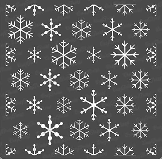 CrafTreat Reusable Snowflake Background Stencils for Painting on Wood, Canvas, Paper, Fabric, Wall and Tile - Snowflake Background Stencil - 6x6 Inch - DIY Art and Craft Stencils for Christmas