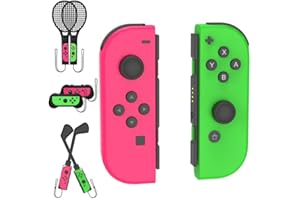 MUCUMO Joypads for Nintendo Switch Controller,Switch Controllers for Switch/Lite/OLED,Left and Right Switch Joypad Support Dual Vibration/Wake-up Function/Motion Control,No NFC(Pink/Green)