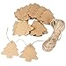 UEETEK 100pcs Cardboard Tree Gift Kraft Label Tags with 20M Rope for Christmas Birthday Party Decor(Brown)