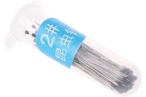 JUNFAMILEE 100 Pcs Insect Pins Specimen Pins Stainless Steel with Plastic Box Resin for Head for Entomology Dissection for Butte, Science Education, Insect Pins