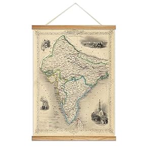 Hanging Poster with Wood Frames Rustic Map Canvas Artwork Wall Picture Home Decoration - 18"x24" inches