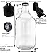 64-Ounce Clear Glass Kombucha & Beer Growler Jug w/Black Neoprene Sleeve & Carrying Strap; (2-Piece Set w/Half Gallon Jug & Carrying Sleeve)