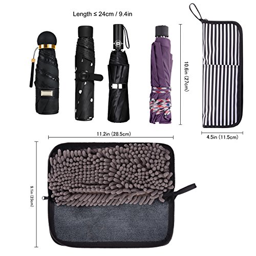 liangdongshop Universal Water-absorbing Umbrella Phone Holder Case Waterproof Wet Folding Umbrella Cover Storage Bag With Loking Carabiner 11.02"x4.72"(1 Pcs Pack)