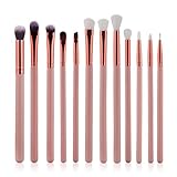 Start 12 pcs/Sets Makeup Brush Set for Eye Shadow Foundation Eyebrow Lip (Pink)