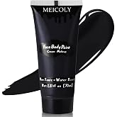 MEICOLY Black Cream Face Body Paint, 2.37Oz Large Tube Water Based Clown Black Makeup,Body Paint for Adults and Kids,Halloween SFX Skull Joker Zombie Vampire Skeleton Goth Spider Cosplay Makeup