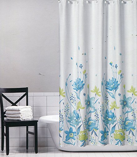 Chic Tahari Home Aqua Blue And Pale Green Floral Fabric Shower