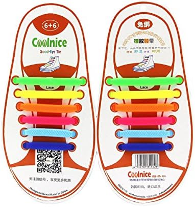 No Tie Elastic Flat Shoelaces - 2 Pack of KIDs Elastic Stretchy Waterproof Silicone Hassle Free Tieless Shoelaces for One Size for All Sneakers, Running and Walking Shoes - MIXED