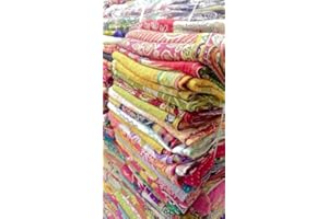 ShakDeco Lot of Vintage Kantha Quilt, Indian Sari Quilt Kantha Throw Blanket, Antique Kantha Twin Bedspread Bedding, Boho Kantha Quilts (Lot of 5) Assorted Colors