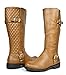DREAM PAIRS INTRUDER Women's Winter Quilted Zipper Buckles Accent Riding Knee High Boots