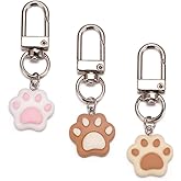 SWJEWEL Cute Keychain Dog Paw Print 3pcs Set Small White Brown Beige Resin Key Chain for Women Bag Charm Car Key Ring Pendant Charms Purse Backpack Handbag Earphone Case Decoration PAWB