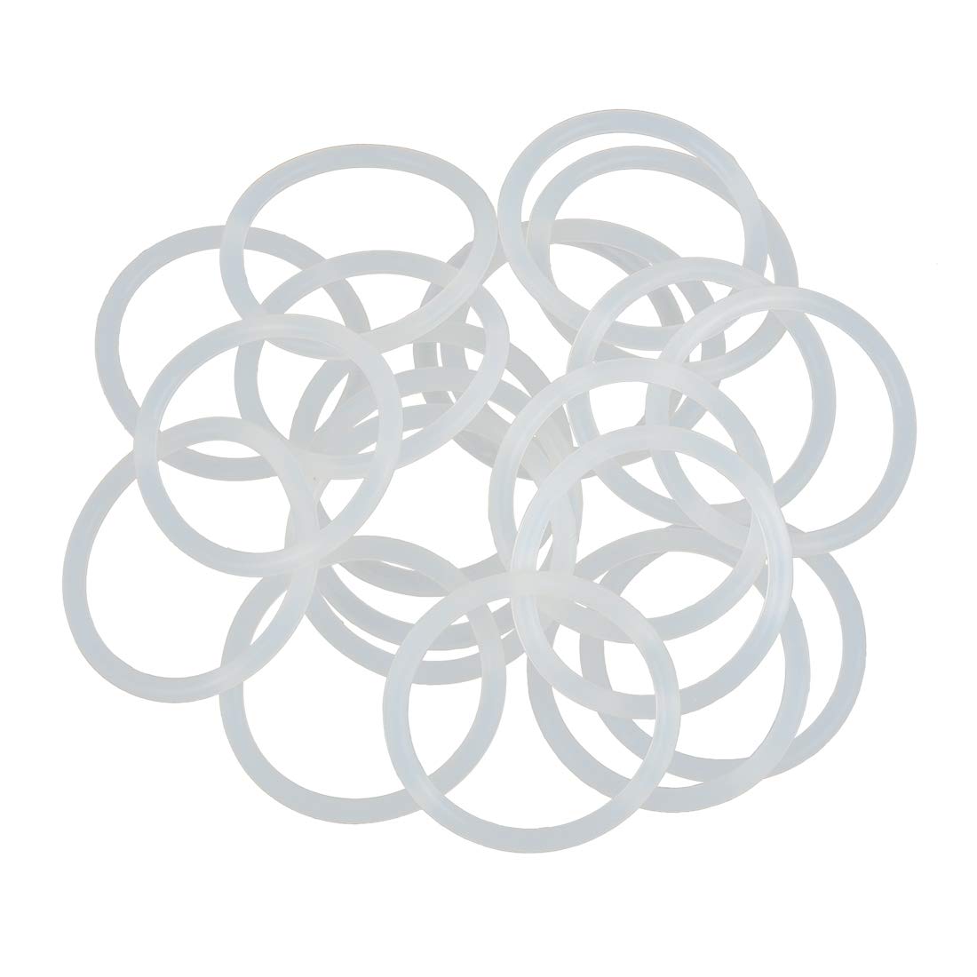 X AUTOHAUX Silicone O-Rings, 38mm OD 31.8mm ID 3.1mm Width VMQ Seal Gasket for Compressor Valves Pipe Repair, White, Pack of 20