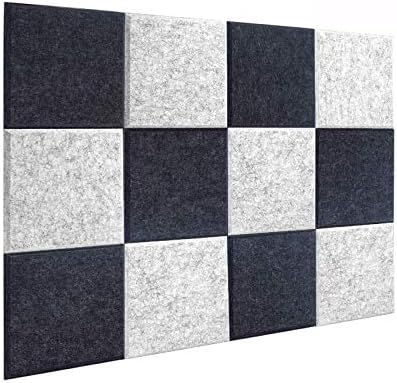 DEKIRU New 12 Pack Acoustic Foam Panels, 12 X 12 X 0.4 Inches Soundproofing Insulation Absorption Panel High Density Beveled Edge Sound Panels, Acoustic Treatment Used in Home&Offices Wall