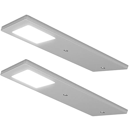 2 x 5 W LED Küche Slimline Badezimmerschrank Panel Spot Beleuchtung & Treiber Kit gebürstetem Nickel-Finish, Natural weiß – D