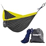 ELEMENTEX Portable Parachute Nylon Travel Camping Backpacking Hammock - Small Gray & Yellow