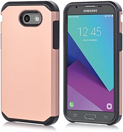 Samsung Galaxy J7 Case Rose Gold, Samsung J7 Perx Case for Girls, Soft TPU Skin Hard PC Shell Slim Armor Tough Shockproof Protective J7 V Case For Samsung Galaxy J7/J7 Prime/J7 Sky Pro/Galaxy Wide 2