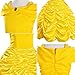 Princess Costume for Girls Birthday Party Fancy Dress Up with Accessories(Crown+Wand+Earrings+Gloves) Yellow