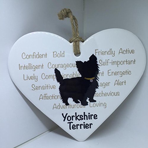 YORKIE YORKSHIRE TERRIER Ceramic Heart shaped PET DOG Plaque / Sign