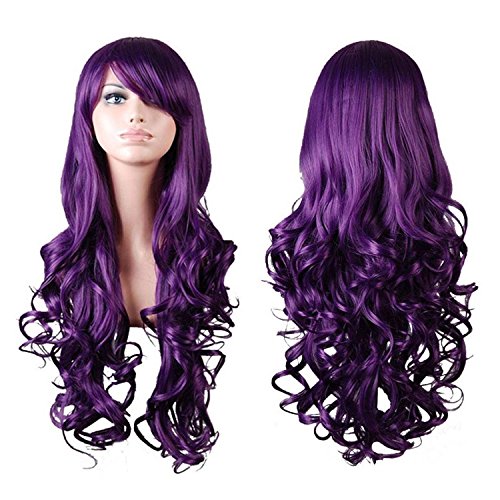 Rbenxia Curly Cosplay Wig Long Hair Heat Resistant Spiral Costume Wigs Purple 32" 80cm