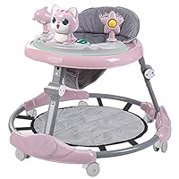 YUMEIGE Walkers Boy Girl Walkers PP Material Load 15kg，Kids Walker for 6-21 Months，with Music and Floor Mats，Bright Starts Walk ，Silent Wheel、 Anti-Rollover O-Leg (Color : Silent Wheel Pink)