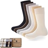 Adabella Mens Bamboo Rayon Crew Socks 6 Pack Gift Box Soft Breathable Moisture Wicking Thin Dress Socks Size 8-12