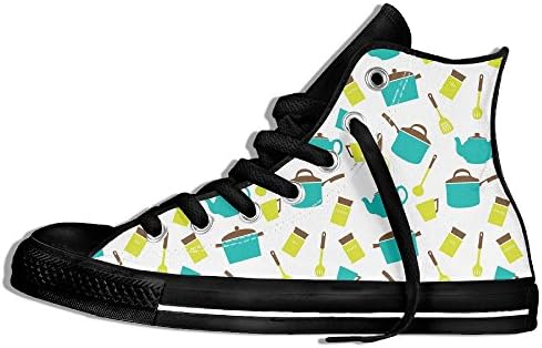 High-top Sneaker Utensils Crockery Pattern Lace Up Casual Fashion Canvas Shoes Sneaker Trainers Plimsolls 35